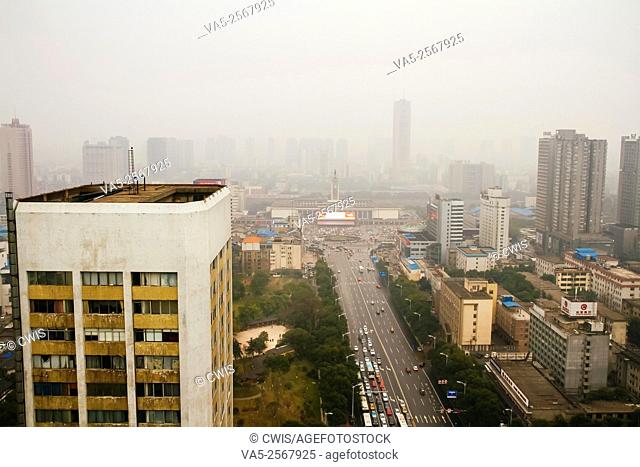 Changsha, Hunan province, China - The view of Changsha city with the heave air pollution in the daytime