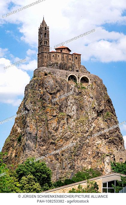 High up on a basalt hilltop in the town of Le-Puy-en-Velay sits the church of Saint-Michel d'Aiguilhe (Saint Michael on the Needle)