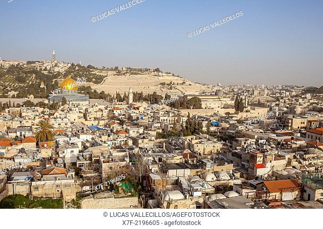Aerial view of old City, Jerusalem, Israel