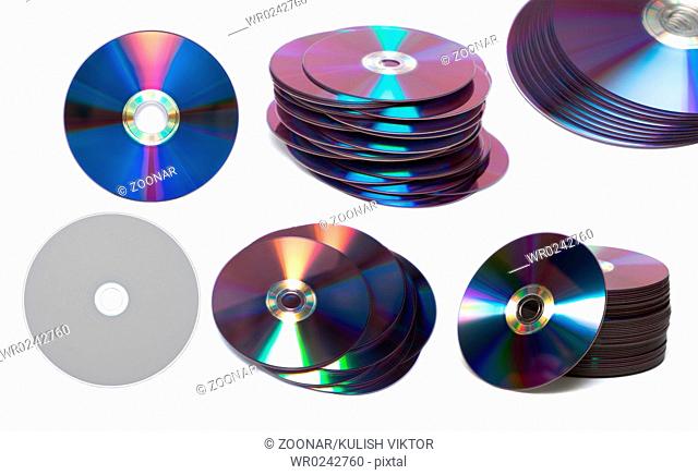 stack of Cd or DVD roms isolated on white background