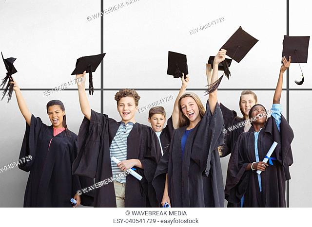 Composite image of students holding mortarboards