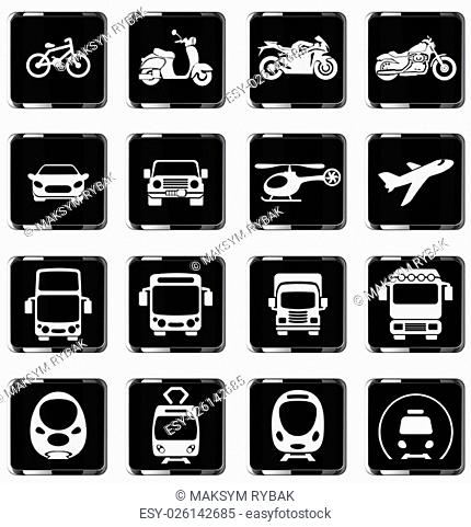 Vector illustration of simple monochromatic vehicle and transport related icons for your design or application