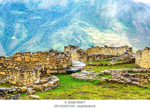 Ancient ruins of Kuelap, Peru with a stunning landscape in the background