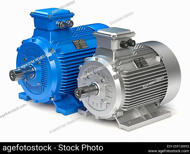 Industrial electric motors isolated on white. 3d illustration