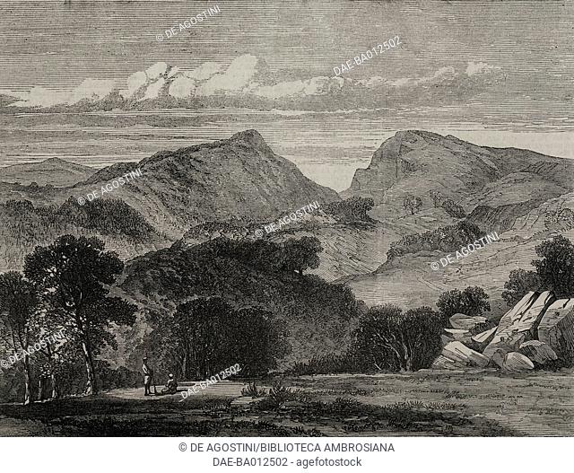 Lalbourah's Gate, Mizo or Lushai Hills, India, illustration from the magazine The Illustrated London News, volume LX, May 25, 1872
