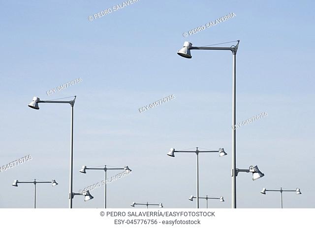 Streetlamps view and blue sky