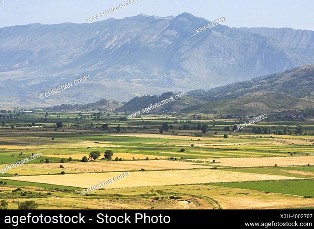 Large cultivated plain near Gjirokaster, where local produce is sold, Albania, Southeastern Europe
