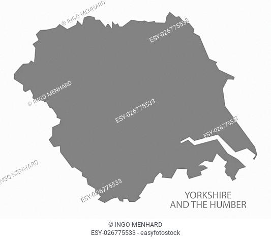 Grey county map of England, Yorkshire and the Humber