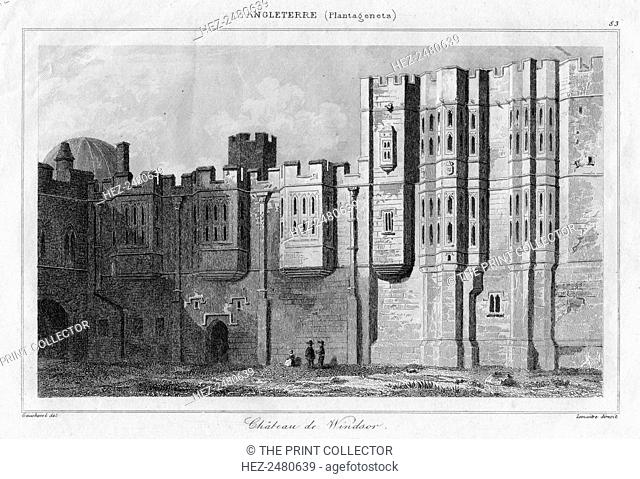 Windsor Castle, Berkshire, 19th century. French print. Originally built by William the Conqueror, Windsor Castle has been modified and extended by successive...