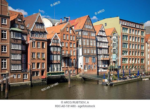 Historical timbered houses at Nikolaifleet, Neustadt, Hamburg, Germany