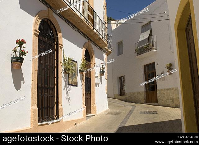 Traditional houses and street, Nijar, Cabo de Gata Natural Park, ALmeria, Andalucia, Spain