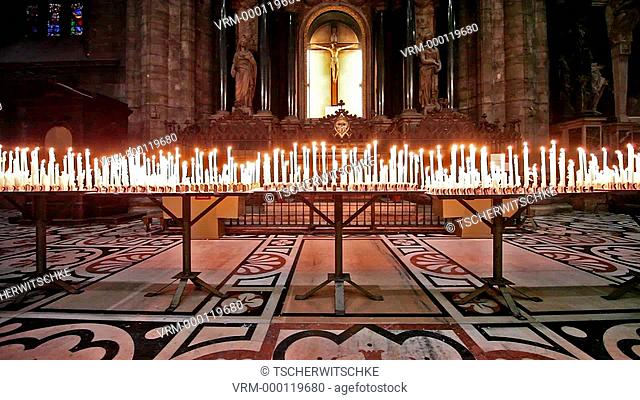 Candles, Milan Cathedral, Italy, Europe