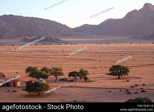 The open area surrounding a small campsite , Helmeringhausen, Nambia