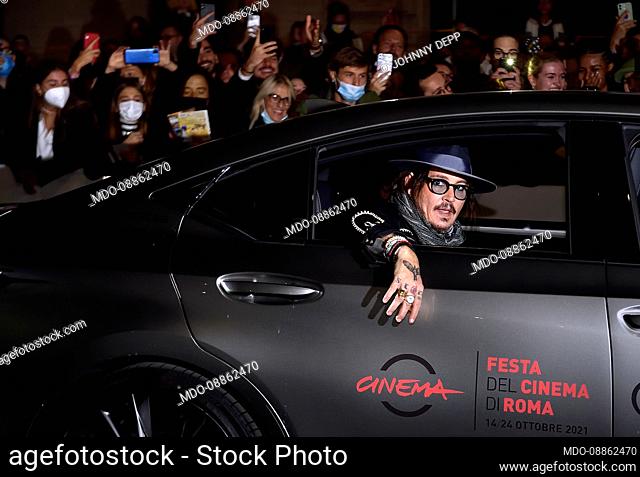 American actor Johnny Depp at Rome Film Fest 2021. Puffins red carpet. Rome (Italy), October 17th, 2021