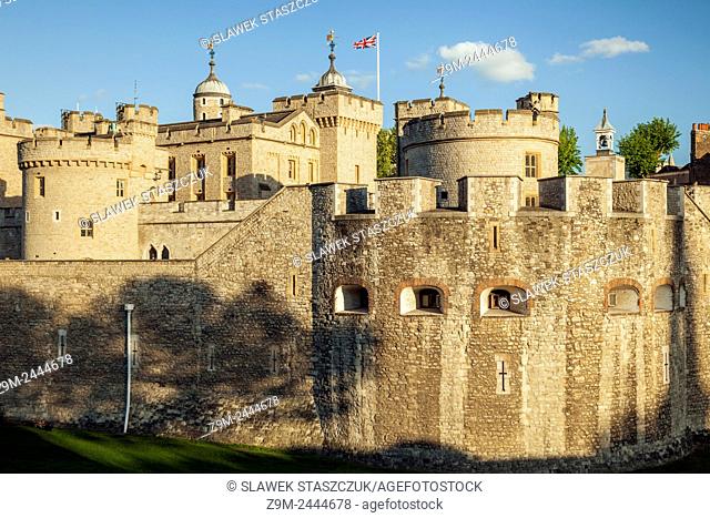 Sunny spring afternoon at the Tower of London, England