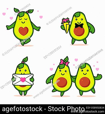 Cute cartoon avocado couple holding hands, Valentine s day greeting card,  Stock Vector, Vector And Low Budget Royalty Free Image. Pic. ESY-058950834  | agefotostock
