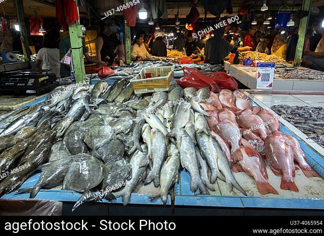 Pasar Flamboyan, Pontianak, West Kalimantan, Indonesia, Borneo. Pasar Flamboyan is a tradional market in Indonesia. is known for s vibrant atmosphere and wide...