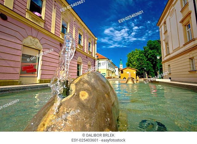 Town of Bjelovar fountain and square view, Croatia