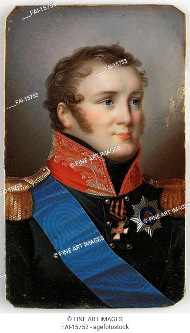 Portrait of Emperor Alexander I (1777-1825). Bossi, Johann Dominik (Domenico) (1767–1853). Watercolour, Gouache on horn. Classicism. 1815