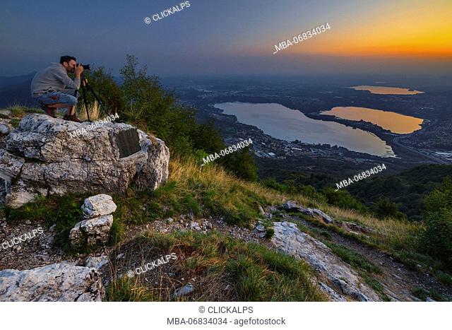 Photographer capture a panorama of Brianza, Lecco province, Brianza, Lombardy, Italy, Europe
