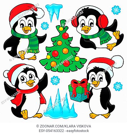 Christmas penguins thematic set 1 - picture illustration