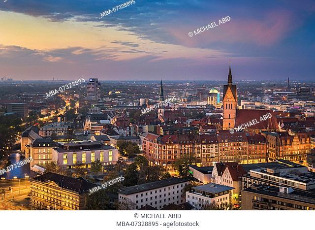Aerial view of the old town of Hannover, Germany