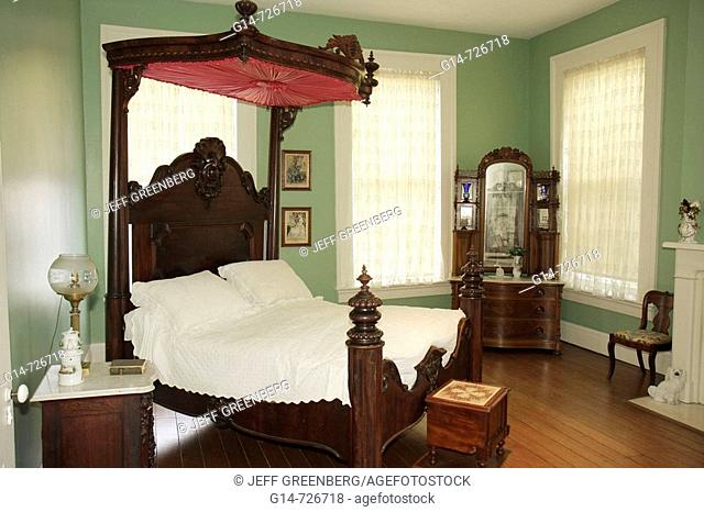 Alabama, Montgomery, Old Alabama Town, historic buildings, Ordeman House, 1850s, bedroom, four poster bed, canopy, dressers, furniture, antique