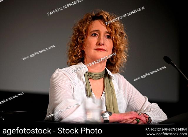 12 December 2023, Berlin: Tricia Tuttle sits in her seat during her introduction as the new director of the Berlinale in the Gropius Bau