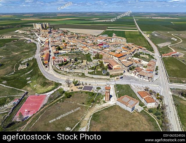 Panoramic aerial view of Montealegre de Campos Province of Valladolid Spain