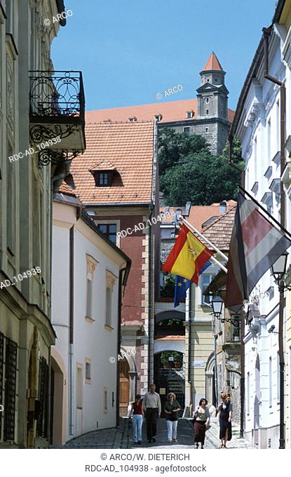 Lane 'Prepostska Ulica' and castle 'Hrad' old part of Bratislava Slovakia