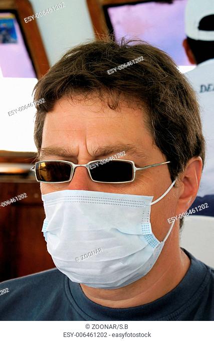 man with medical mask to avoid infections