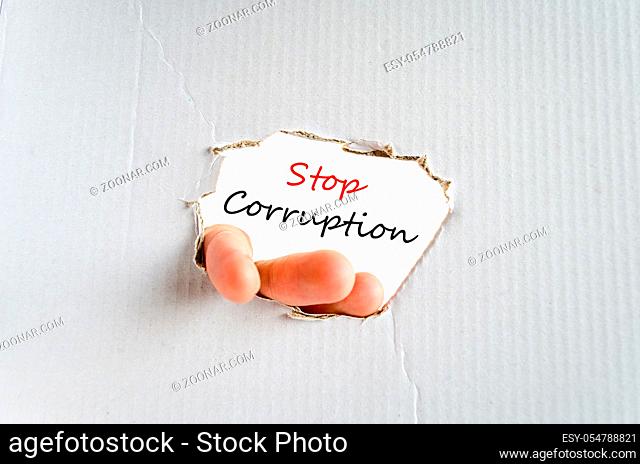 Stop corruption text concept isolated over white background