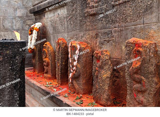 Sacrificial stones in Mahabaleshwara Temple, Chamundi Hill, Mysore, Karnataka, South India, India, South Asia, Asia
