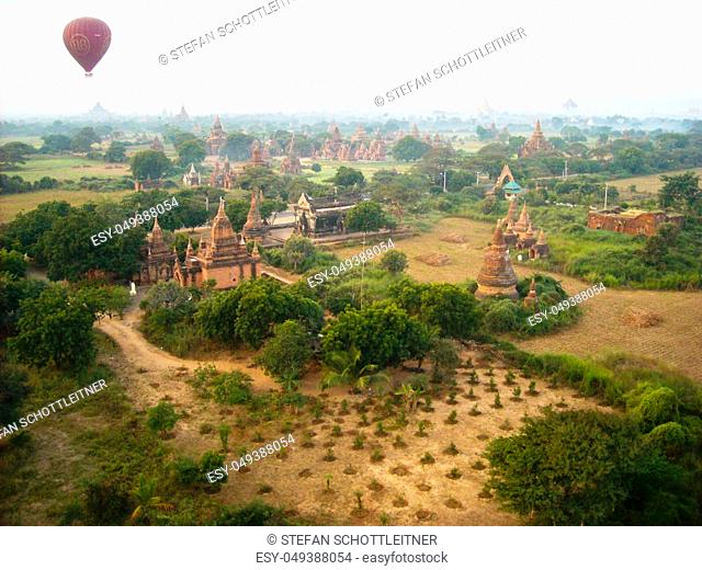 the temples of burma from the balloon