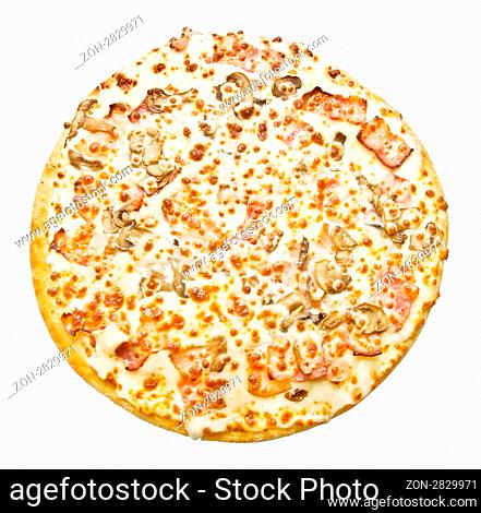 Italian pizza baked on white background