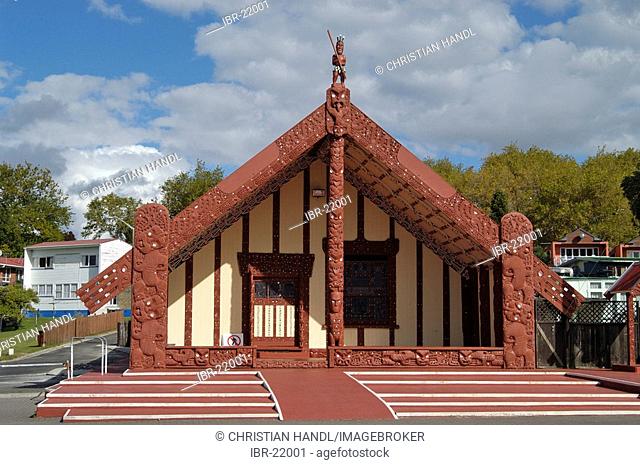 Tamatekapua Meeting House in Ohinemutu on Lake Rotorua New Zealand