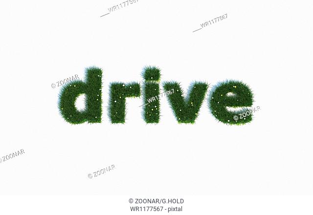 Drive: Series Fonts out of realistic grass Language E