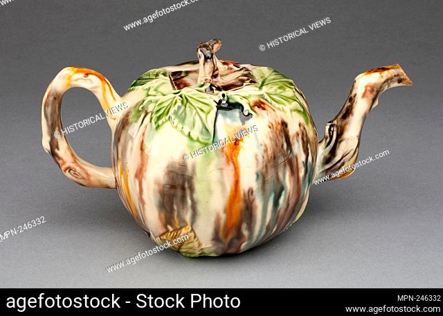 Teapot - 1760/70 - Staffordshire, England - Origin: Staffordshire, Date: 1760–1770, Medium: Lead-glazed earthenware (creamware), Dimensions: 10.8 x 19