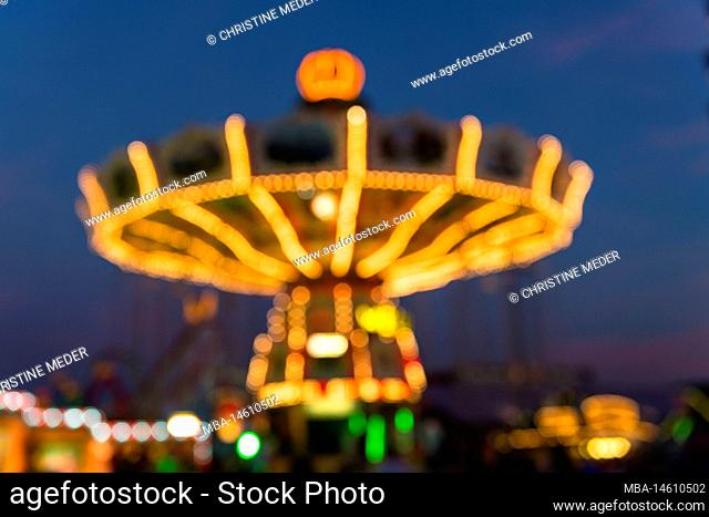 carousel, lights, oktoberfest, evening atmosphere, blurred