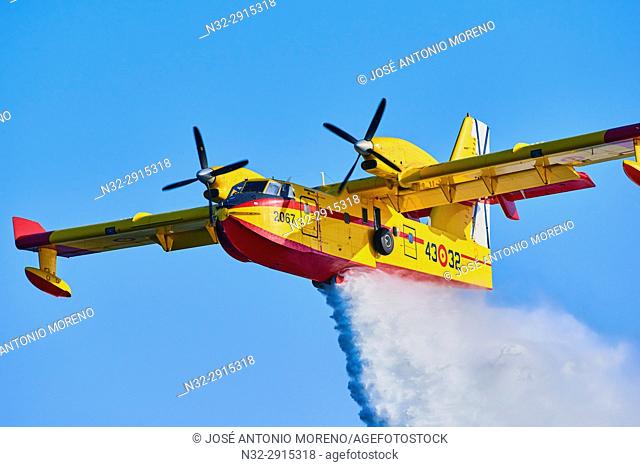 Canadair, Airshow of the Canadair, Water bomber airplane, Torre del Mar, Malaga Province, Andalusia, Spain