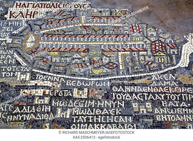 Oldest Map of Palestine, Mosaic, Dated AD 560, St George's Church, Madaba, Jordan