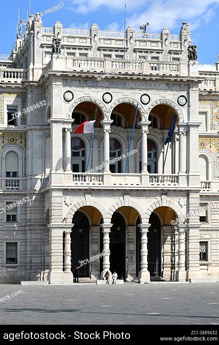 Government palace on the square Piazza unita d'Italia in Trieste - Italy