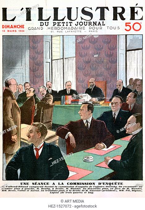 A meeting of the board of inquiry, 1934. The front cover of the L'illustré Du Petit Journal, 18th March 1934
