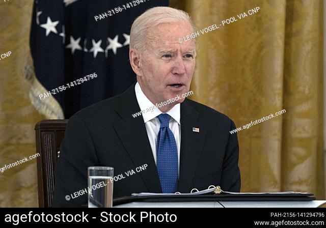 United States President Joe Biden holds a Cabinet Meeting in the East Room of the White House in Washington D.C. on Thursday, April 1, 2021