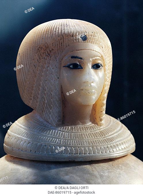Egypt, New Kingdom, II Intermediate Period, Dynasty XVIII. Canopic jar of Ahmose  Cairo, Egyptian Museum