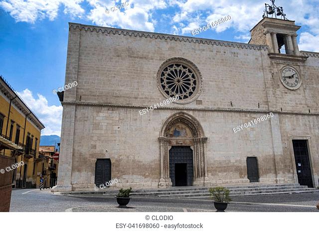 Sulmona (L'Aquila, Abruzzi, Italy), facade of Santa Maria della Tomba church, in Plebiscito square