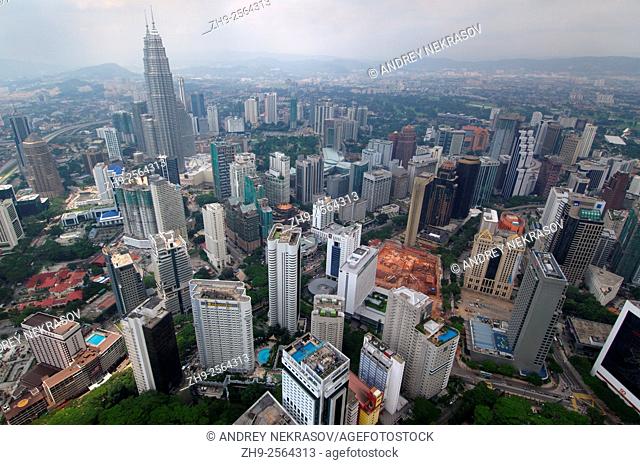 View overlooking the town, Kuala Lumpur, Malaysia