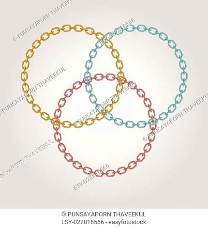 Triple ring chains with gold, silver and bronze