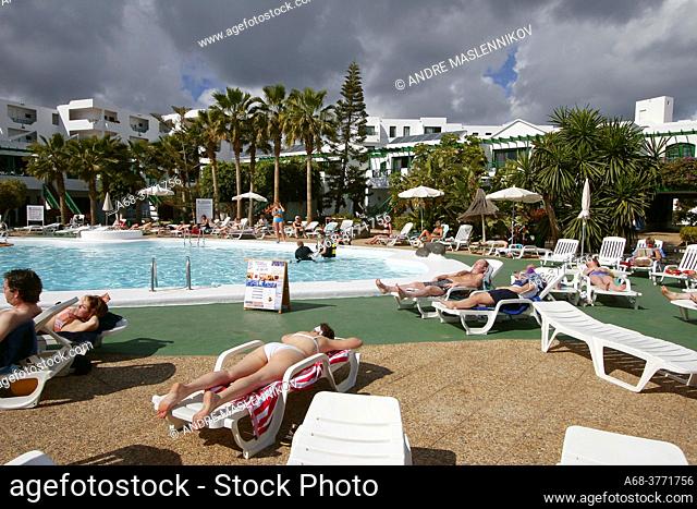 Pool at Hotel Lomo Blanco. Puerto Del Carmen, Lanzarote. Spain