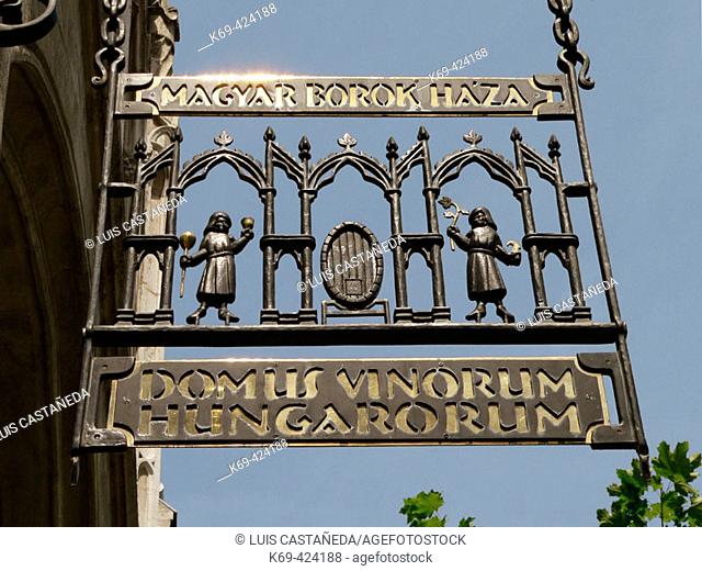 Wine Bar Sign. The Castle District. Budapest. Hungary